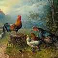 High quality wall art oil painitng handpainted on canvasa" cocks, hens, chicken " stunningoilpainting.com