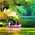 High quality wall art oil painitng handpainted on canvasa"Boating" stunningoilpainting.com