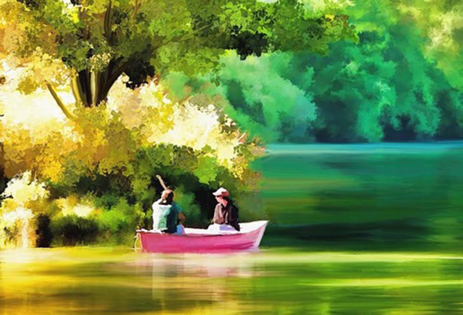 High quality wall art oil painitng handpainted on canvasa"Boating" stunningoilpainting.com