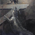 High quality wall art fine art oil painitng handpainted on canvas"medieval knight and Dragon" stunningoilpainting.com