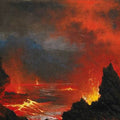 High quality wall art oil painitng handpainted on canvas" Volcano at Night" stunningoilpainting.com