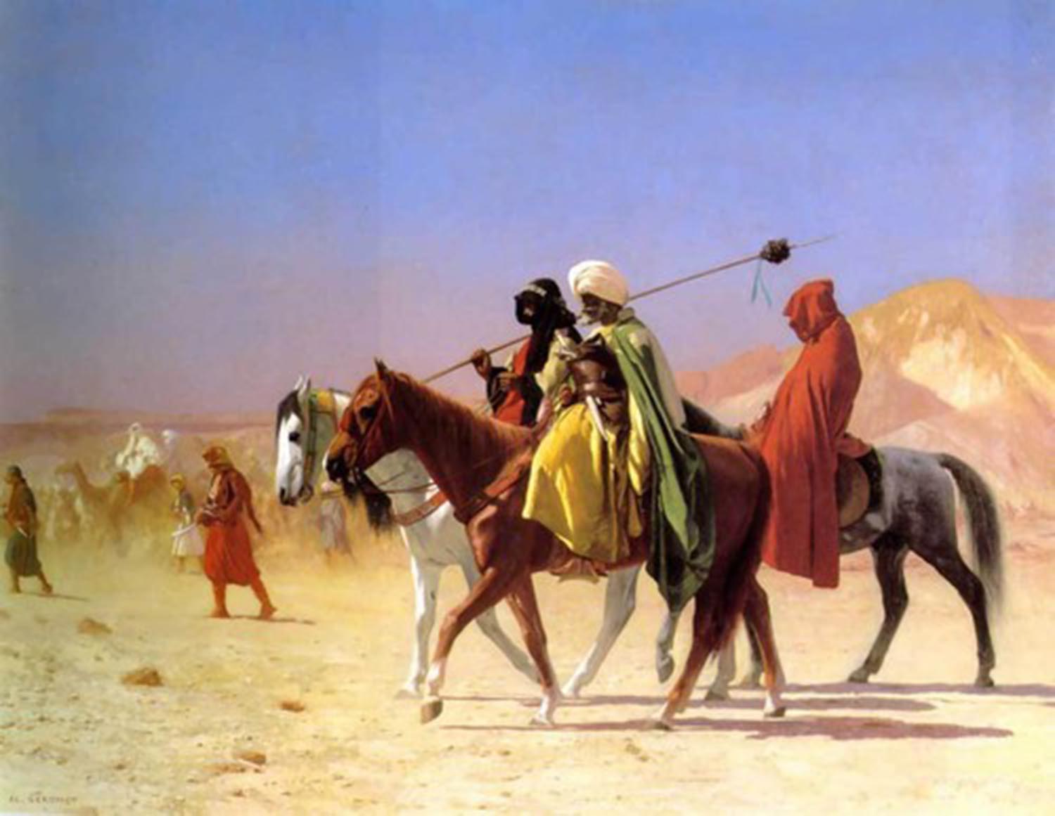 high quality wall art oil painitng handpainted on canvas "Arabs Crossing the Desert " stunningoilpainting.com