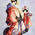 High quality wall art fine art oil painitng handpainted on canvas"Hokusai Oiran " stunningoilpainting.com
