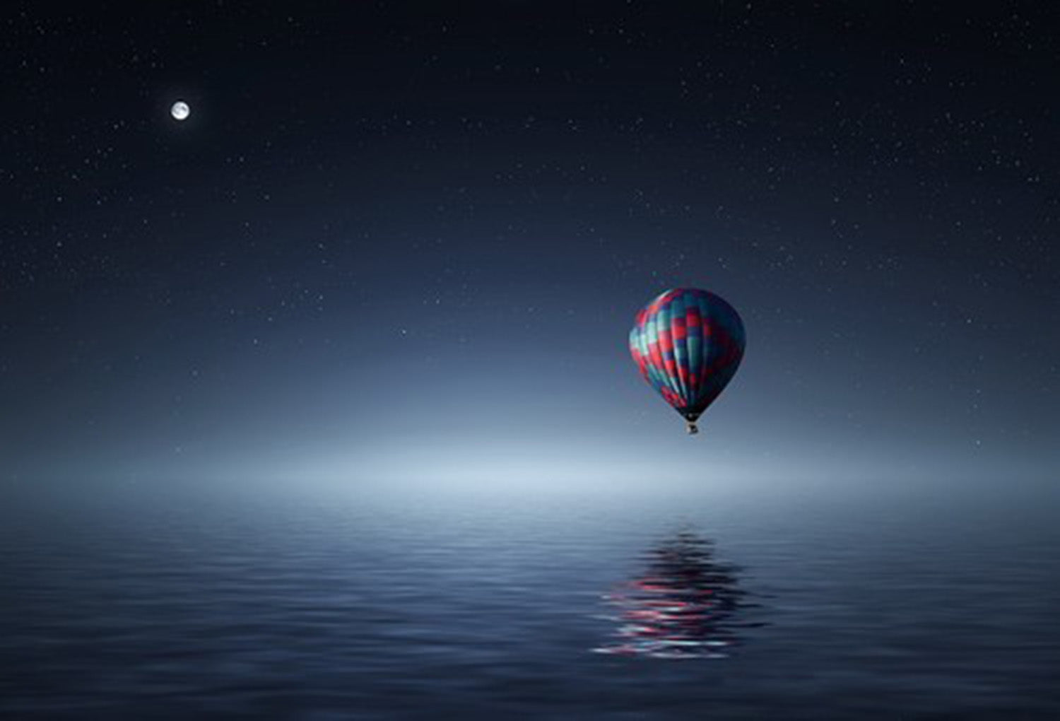 High quality wall art fine art oil painitng handpainted on canvas"balloon,moon,Seascape" stunningoilpainting.com