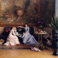 High quality wall art fine art oil painitng handpainted on canvas" The Afternoon Visit" stunningoilpainting.com