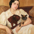 High quality wall art fine art oil painitng handpainted on canvas "woman with cat " stunningoilpainting.com