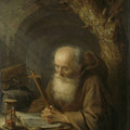 High quality wall art fine art oil painitng handpainted on canvas " Old man with glasses meditating with a crucifix" stunningoilpainting.com