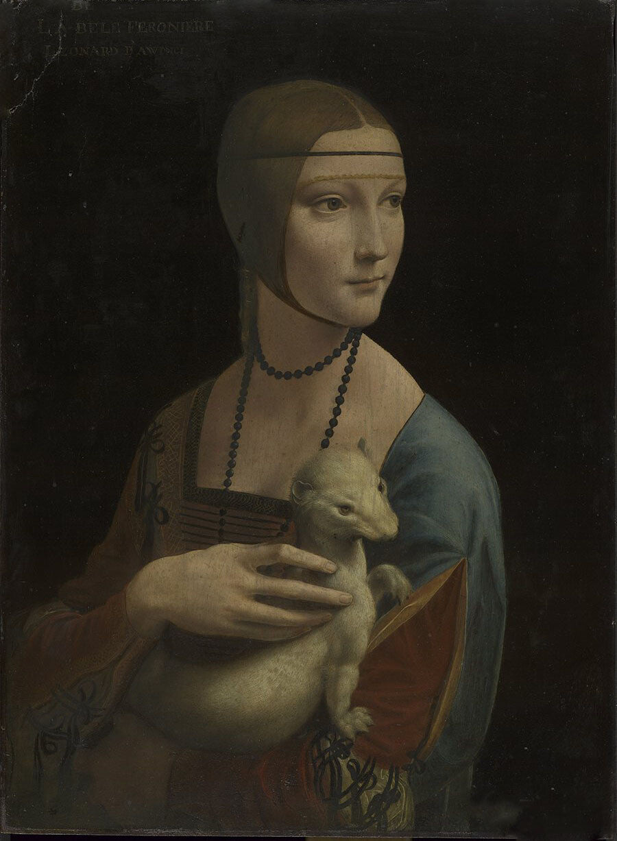 High quality wall art fine art oil painitng handpainted on canvas "Lady with an Ermine" stunningoilpainting.com