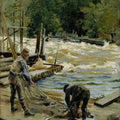 High quality wall art fine art oil painitng handpainted on canvas " Salmon Fishing" stunningoilpainting.com