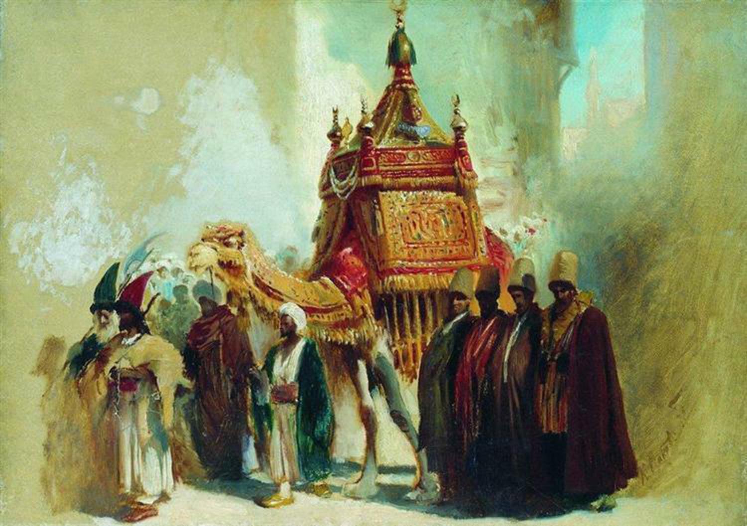 high quality wall art fine art oil painitng handpainted on canvas "The transfer of the sacred carpet from Mecca to Cairo " stunningoilpainting.com