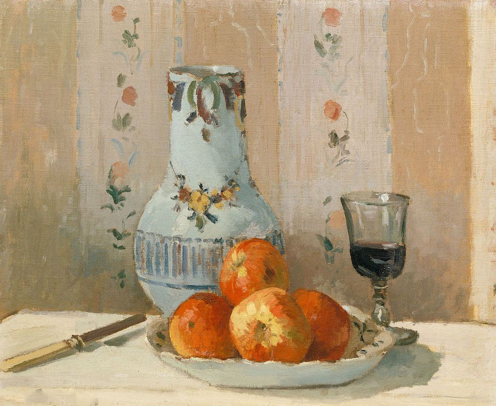 high quality wall art fine art oil painitng handpainted on canvas "Still Life with Apples and Pitcher" stunningoilpainting.com