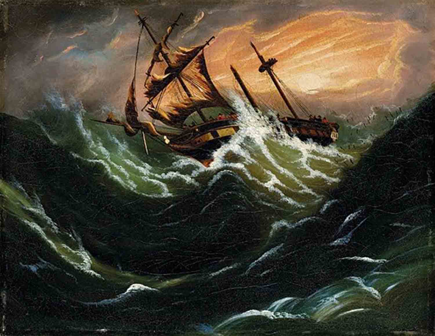 High quality wall art fine art oil painitng handpainted on canvas "Ship in a Storm" stunningoilpainting.com
