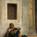 High quality wall art fine art oil painitng handpainted on canvas "Mendicant At The Mosque Door" stunningoilpainting.com