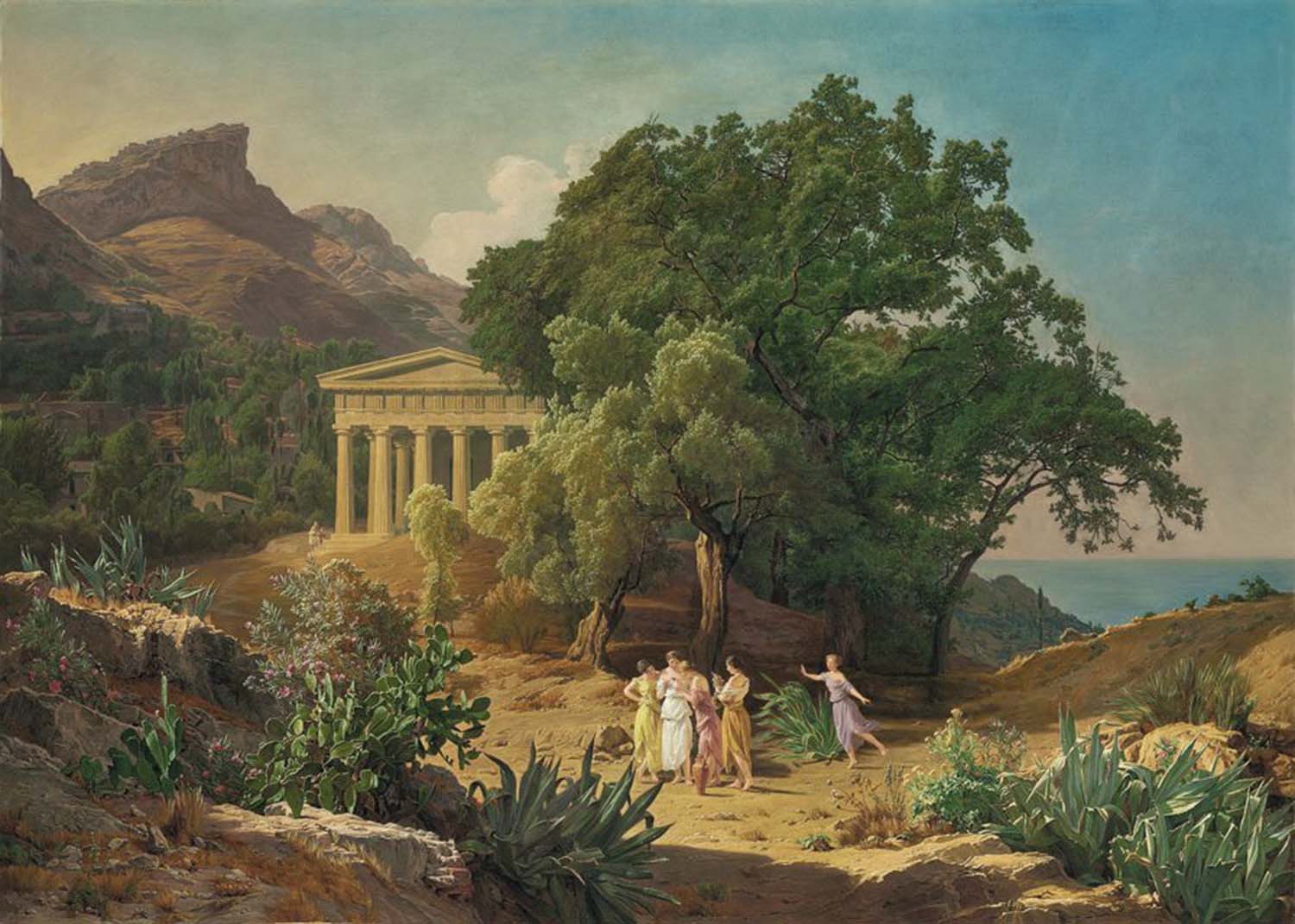 High quality wall art fine art oil painitng handpainted on canvas"A Doric temple in Sicily " stunningoilpainting.com