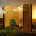 High quality wall art fine art oil painitng handpainted on canvas" a large book,tree,birds,landscape" stunningoilpainting.com