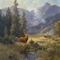 High quality wall art fine art oil painitng handpainted on canvas "landscape with deer " stunningoilpainting.com